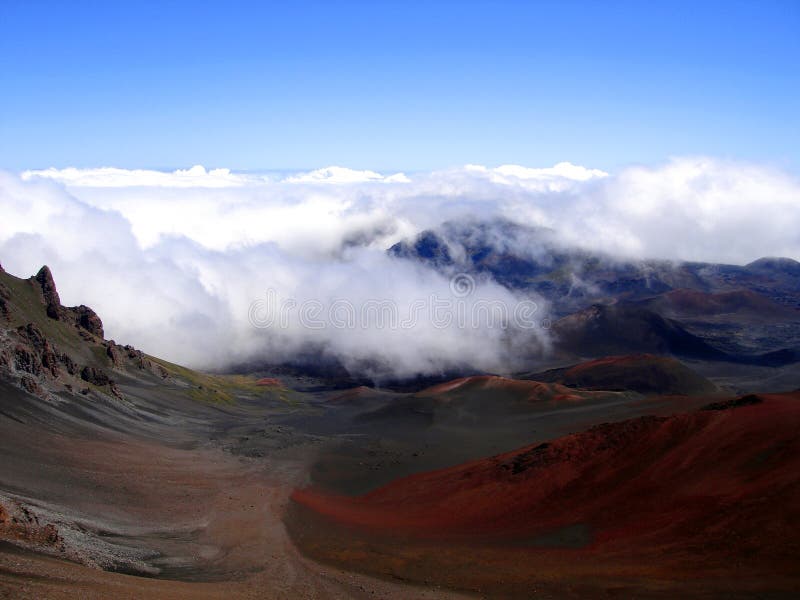 Clouds rolling into Haleakala Crater, Hawaii royalty free stock photography Clouds rolling into Haleakala Crater, Hawaii royalty free stock photography