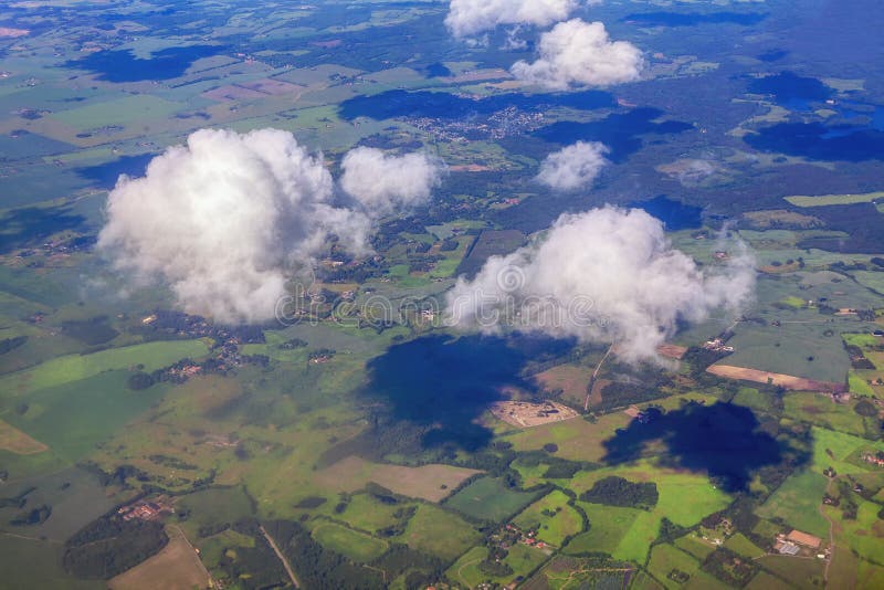 Clouds and shadows. Shadow of the clouds on the ground