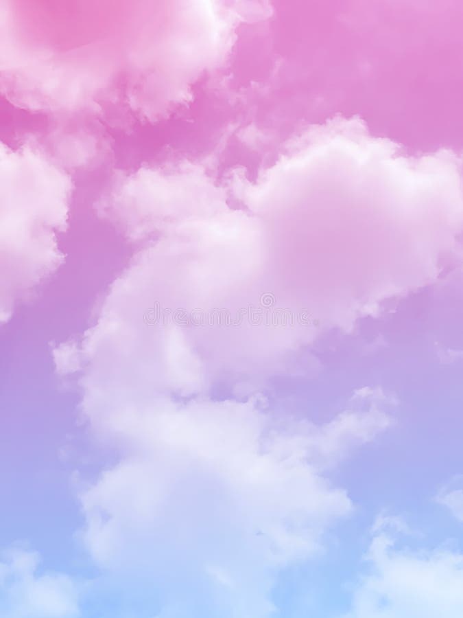 Clouds and Sky with Pastel Rainbow Background Which is a Blend of Pink ...