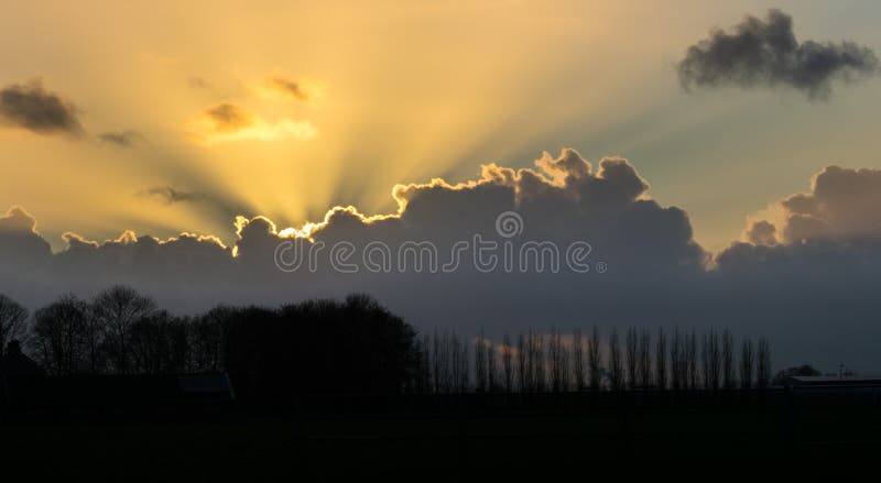 Clouds at sunset with beautiful silver lining