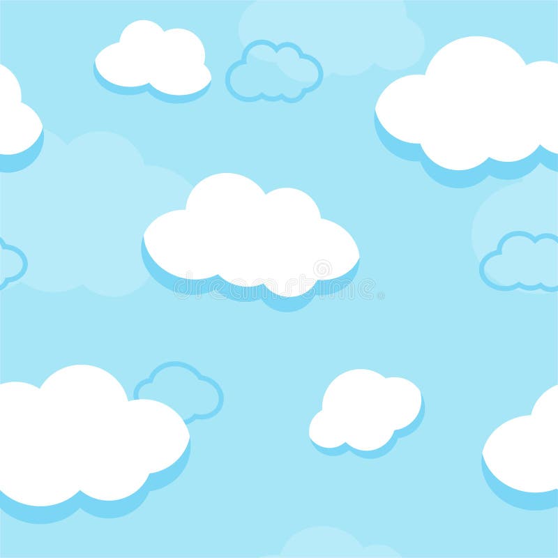 Cute Cartoon Cloud with Light Blue Sky Wallpaper for Kid Bedroom Stock  Vector - Illustration of climate, freedom: 195911468