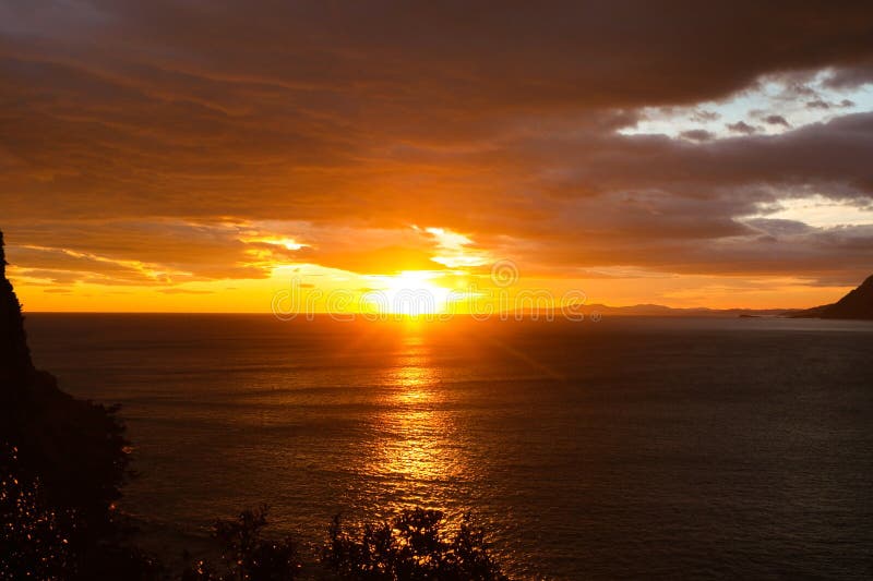 Cloudy Coastal Sunrise Scene in Santona, North Spain Stock Photo ...