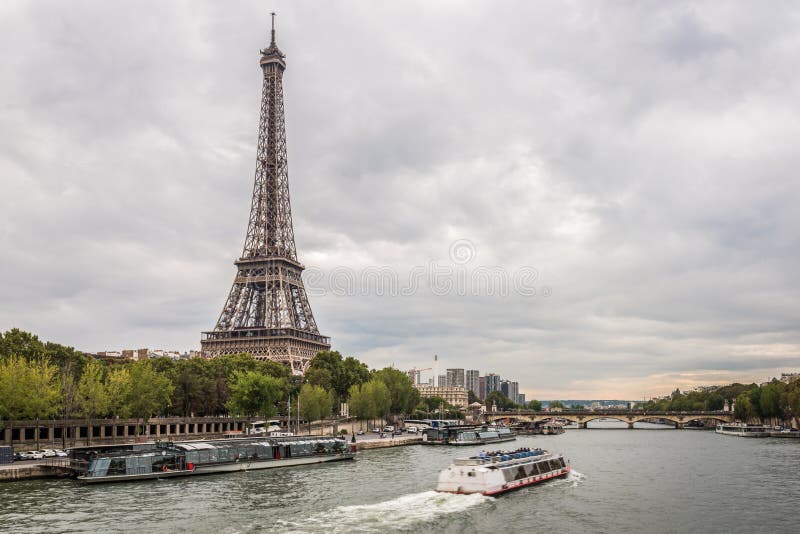 Cloudy Evening Summer at the Eiffel Tower Stock Photo Image of france