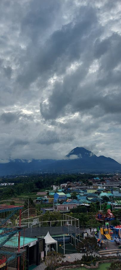 Cloudy Mountain Dark Sky Rainy Scenery Cloudy Rock Mountain Stock Image ...