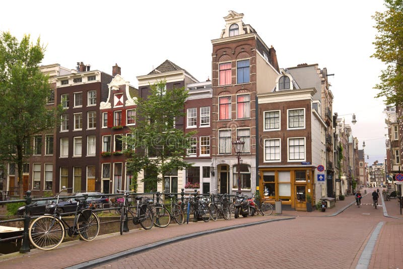 Cloudy September morning on the city streets. Amsterdam royalty free stock image Cloudy September morning on the city streets. Amsterdam royalty free stock image