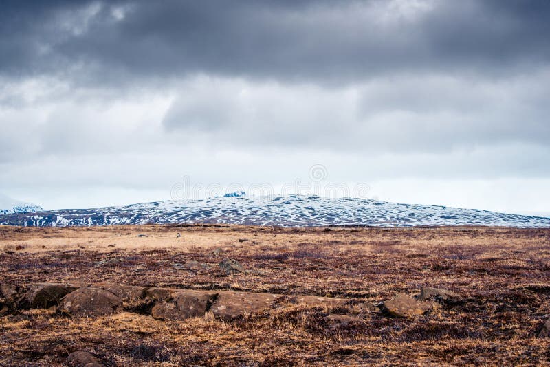 Cloudy weather over a rough field