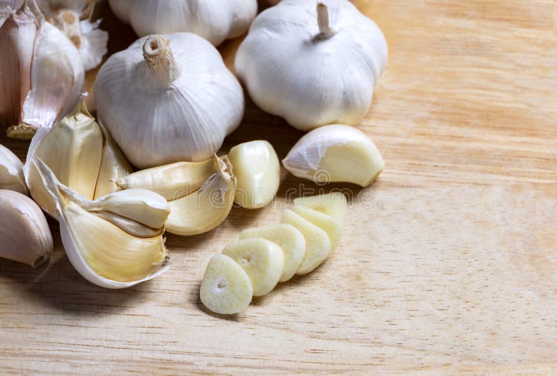 Cloves Garlic and Whole Garlic on the Wooden Table. Stock Image Image of flavor, nutrition