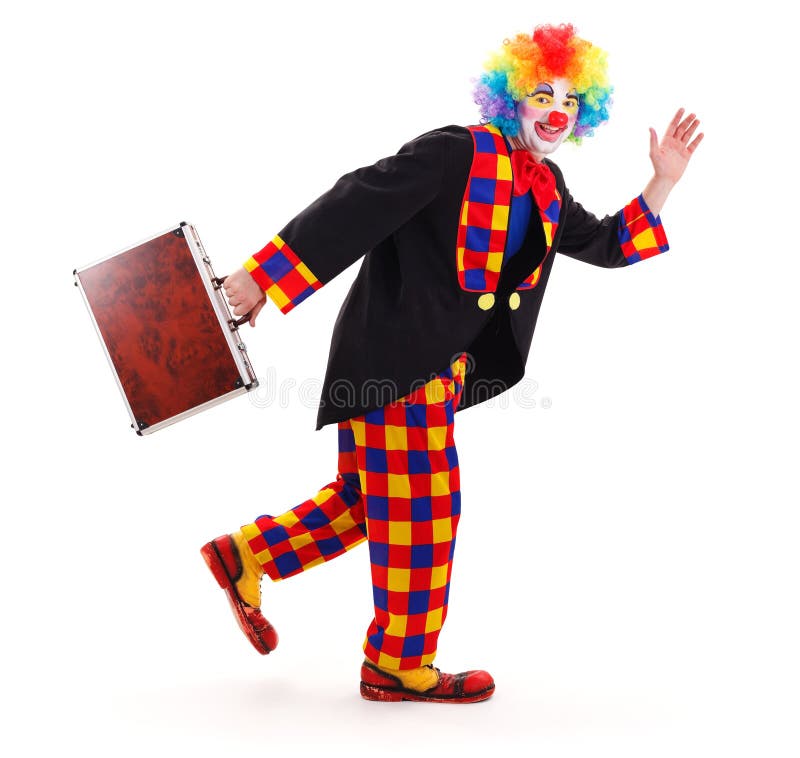 Clown with briefcase stock photography
