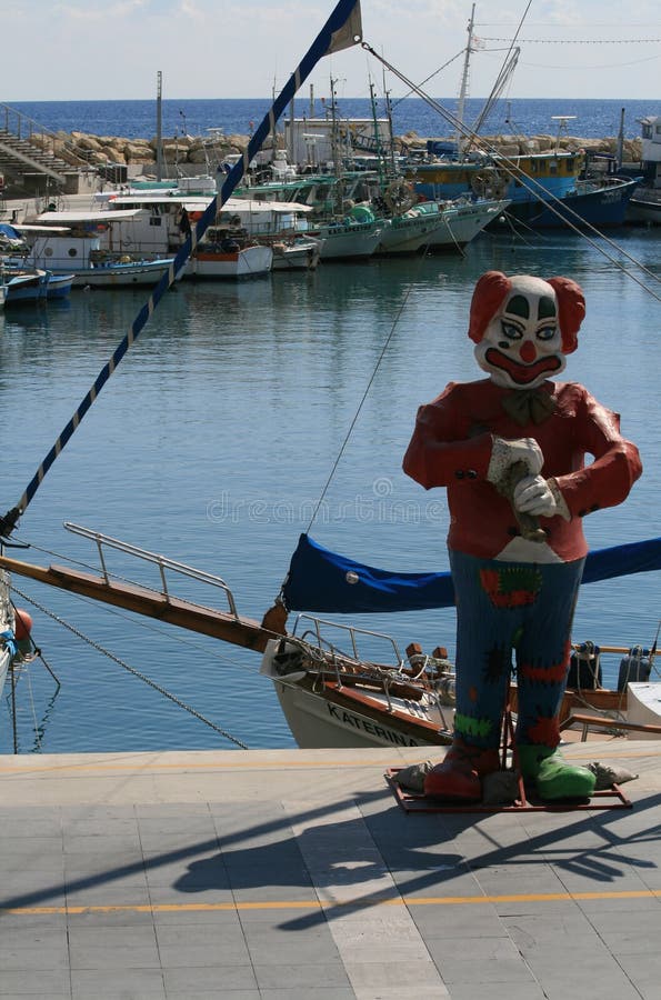 Clown Carnival Statue By The Sea Editorial Stock Image - Image of
