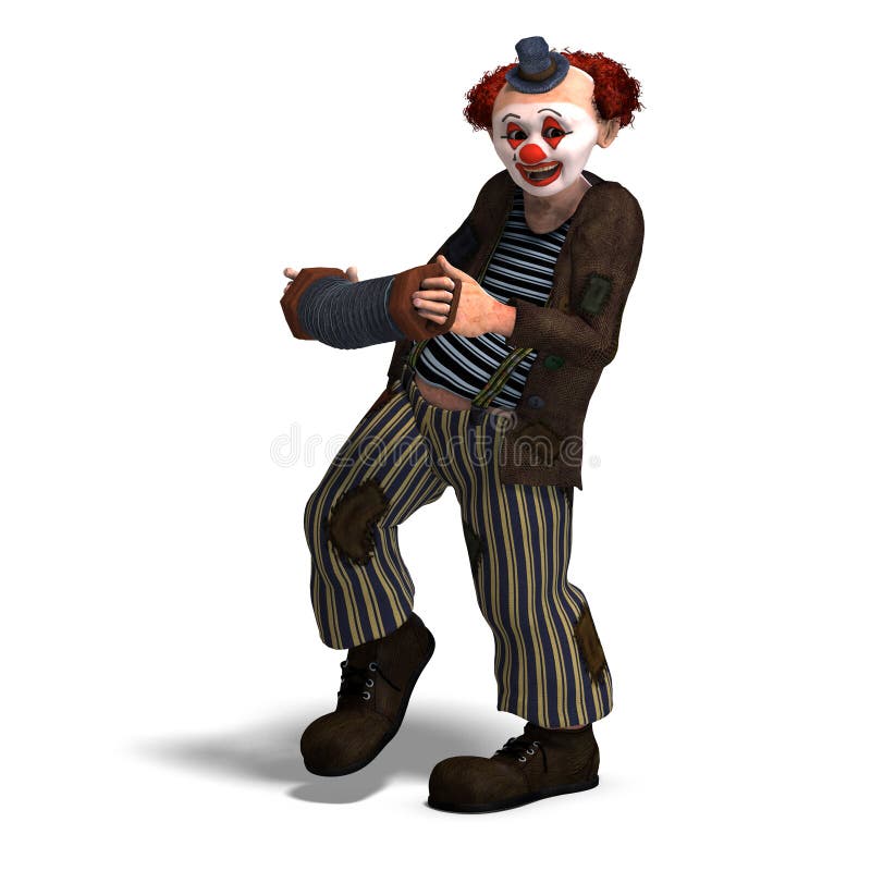 3D rendering of a funny circus clown with lot of emotions with clipping path and shadow over white. 3D rendering of a funny circus clown with lot of emotions with clipping path and shadow over white