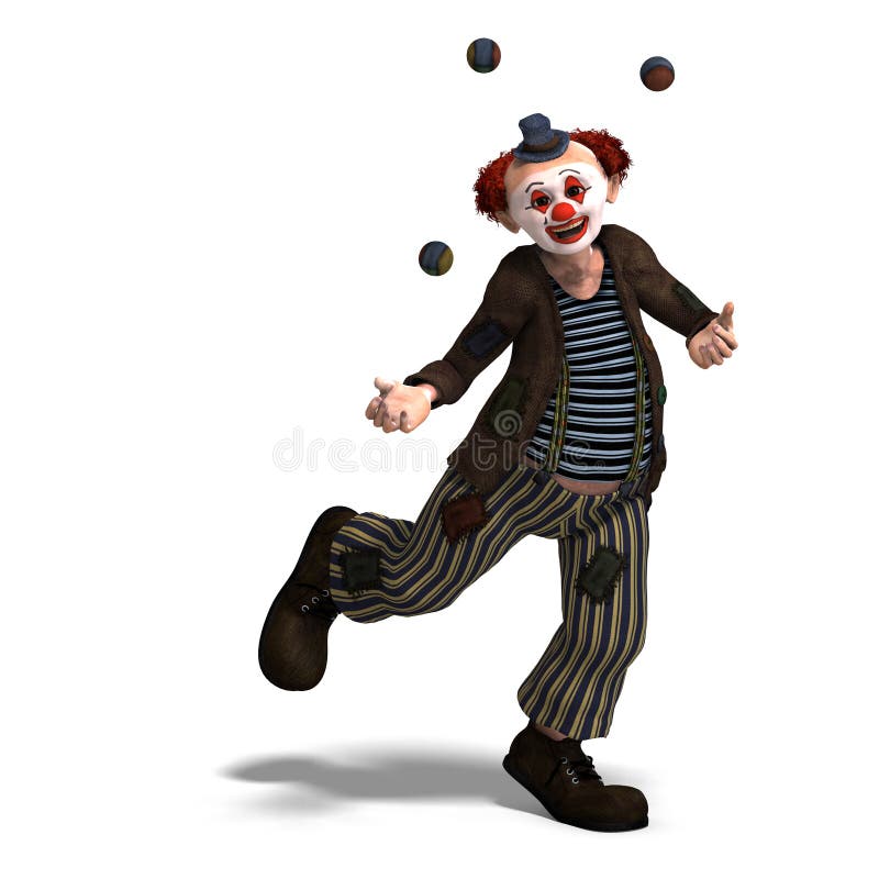 3D rendering of a funny circus clown with lot of emotions with clipping path and shadow over white. 3D rendering of a funny circus clown with lot of emotions with clipping path and shadow over white