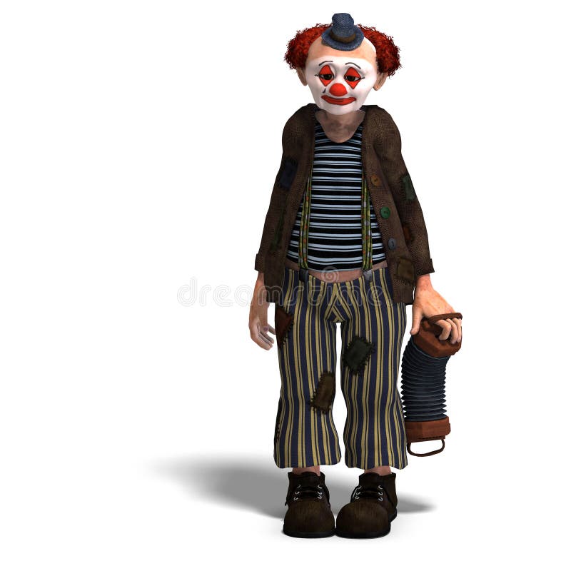 3D rendering of a funny circus clown with lot of emotions with clipping path and shadow over white. 3D rendering of a funny circus clown with lot of emotions with clipping path and shadow over white