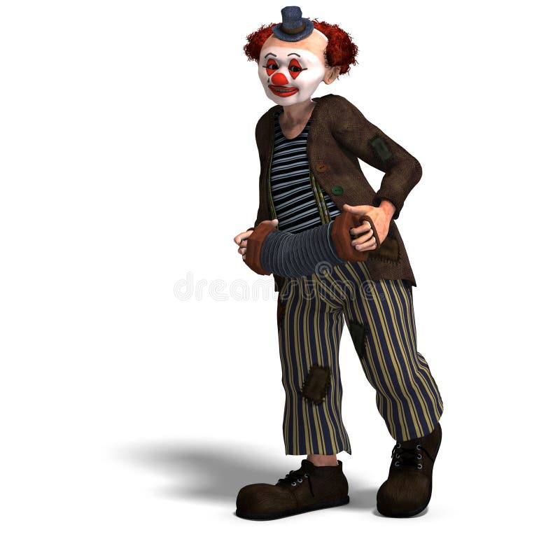 3D rendering of a funny circus clown with lot of emotions with clipping path and shadow over white. 3D rendering of a funny circus clown with lot of emotions with clipping path and shadow over white