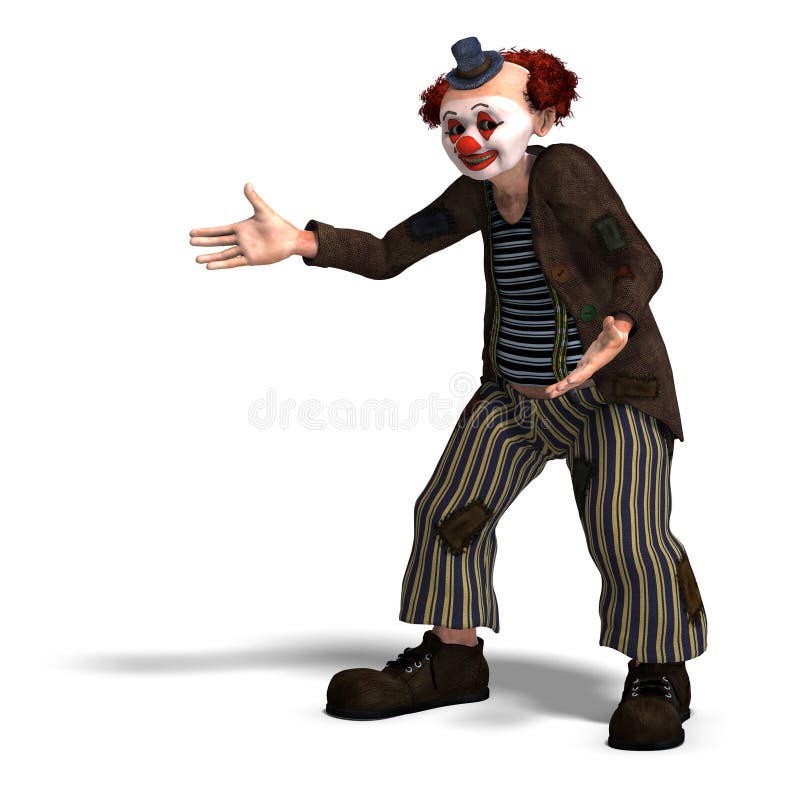 3D rendering of a funny circus clown with lot of emotions with clipping path and shadow over white. 3D rendering of a funny circus clown with lot of emotions with clipping path and shadow over white