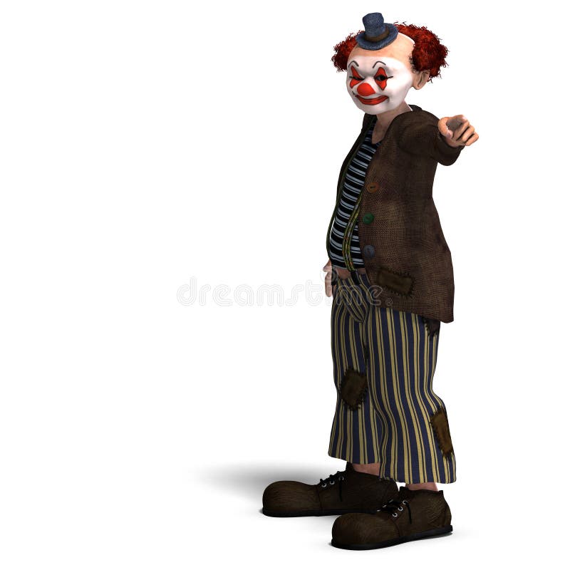 3D rendering of a funny circus clown with lot of emotions with clipping path and shadow over white. 3D rendering of a funny circus clown with lot of emotions with clipping path and shadow over white