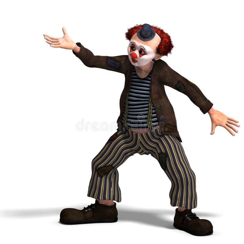 3D rendering of a funny circus clown with lot of emotions with clipping path and shadow over white. 3D rendering of a funny circus clown with lot of emotions with clipping path and shadow over white