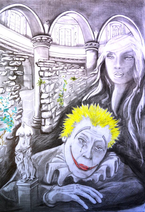 Clown and a dream stock illustration. Illustration of longing 37146956