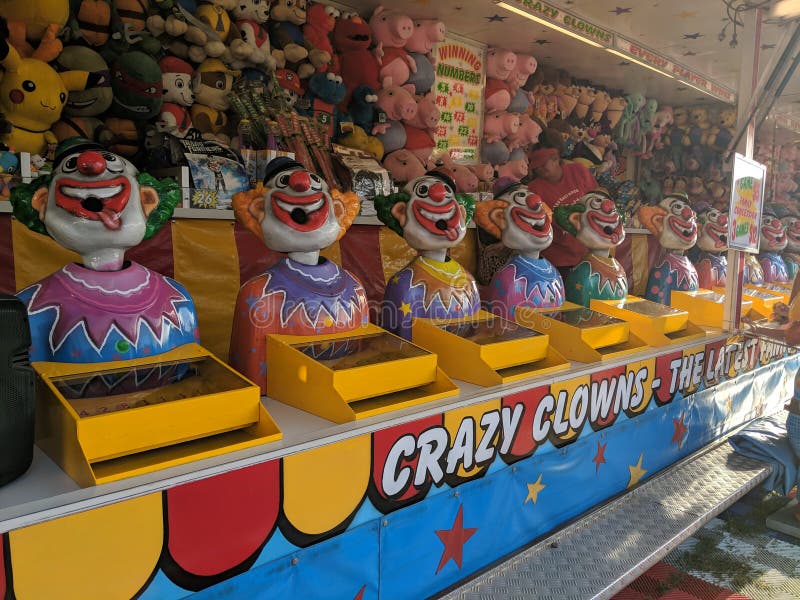 Clowns games with their mouths open at a carnival circus in lakes entrance. Clowns games with their mouths open at a carnival circus in lakes entrance