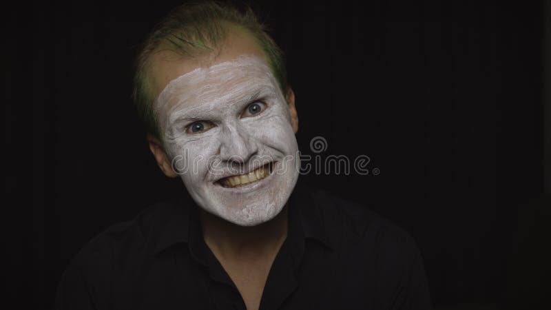 Clown Halloween Man Portrait. Close-up of an Evil Clowns Face. White Face  Makeup, People Stock Footage ft. carnival & clown - Envato Elements