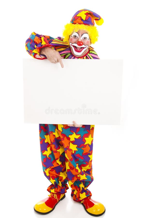 Clown Holding Blank Sign - Full Body stock photo