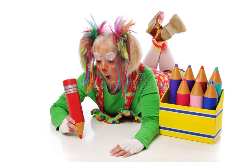 Clown with pencils