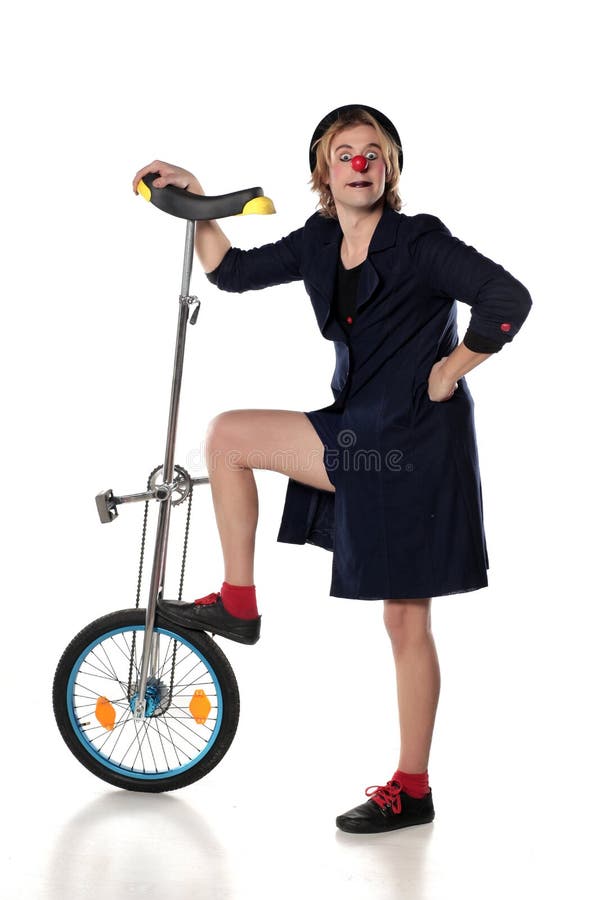 Clown with a unicycle stock image. Image of performance 85023581