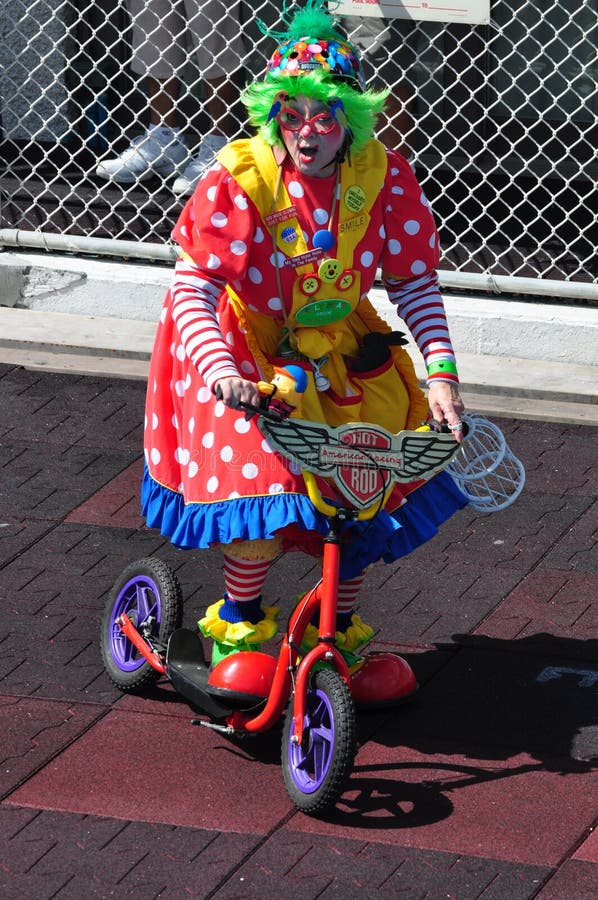 Clown mit Fahrrad Hupe stockbild. Bild von blau