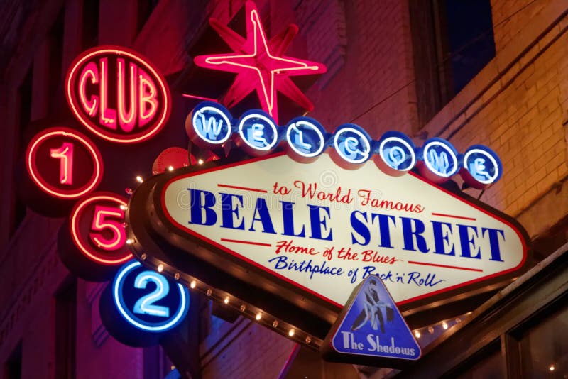Club on Beale street. MEMPHIS, TENNESSEE, May 11, 2015 : Club ensign on Beale Street. Blues clubs and restaurants that line Beale Street are major tourist stock images Club on Beale street. MEMPHIS, TENNESSEE, May 11, 2015 : Club ensign on Beale Street. Blues clubs and restaurants that line Beale Street are major tourist stock images