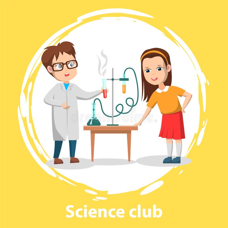 Club De Ciencias Escolares, Experimento Químico Kid Doing Ilustración del  Vector - Ilustración de escolar, escuela: 166277044