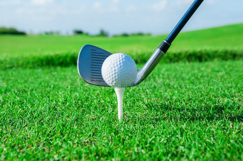 Club de golf Champ et boule verts dans l'herbe images stock Club de golf Champ et boule verts dans l'herbe images stock