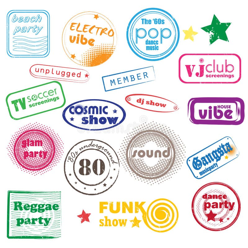 Club music stamps royalty free illustration