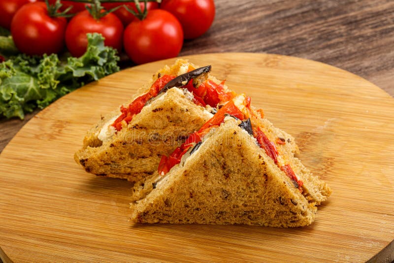 Club Sandwich with Eggplant and Cheese Stock Image Image of eggplant