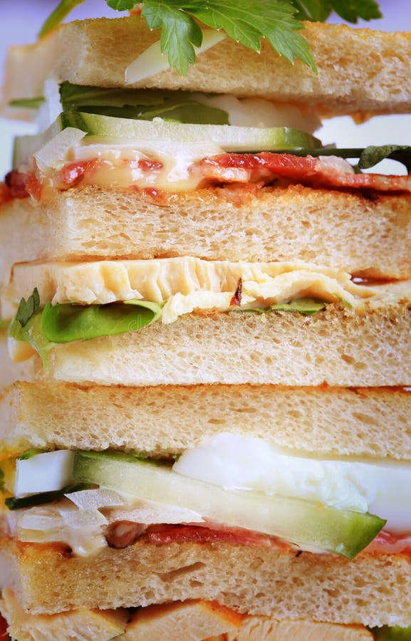 Club sandwiches stock image. Image of onion, stack, deli 12088303