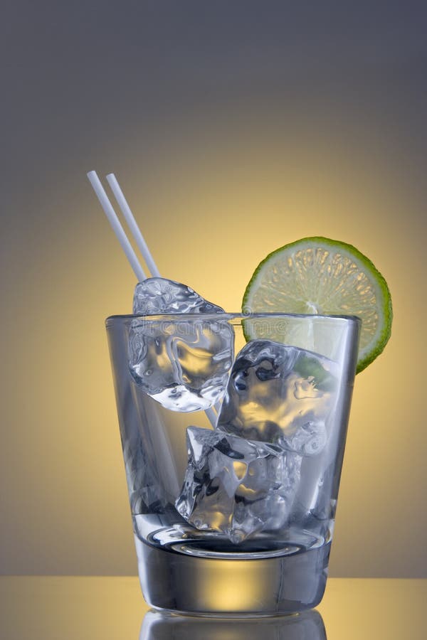Club Soda or Gin/Vodka Tonic on a Black Background Stock Photo Image