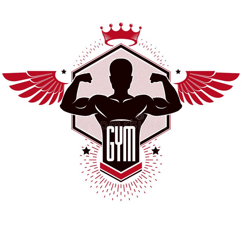 Clube de esporte do logotype do gym do halterofilismo do halterofilismo, styliz retro ilustração royalty free Clube de esporte do logotype do gym do halterofilismo do halterofilismo, styliz retro ilustração royalty free
