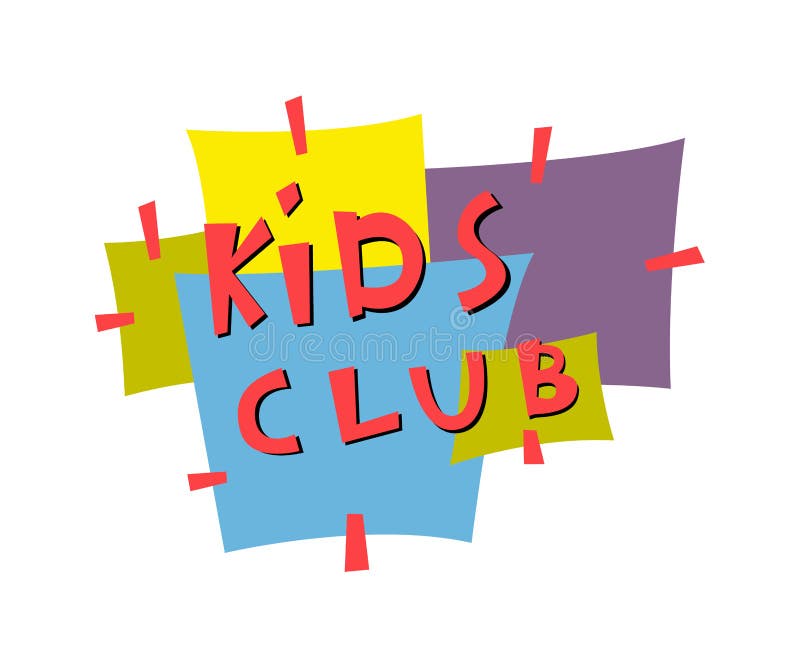 Clube infantil colorido para jogo e jogo de emblema de classe de