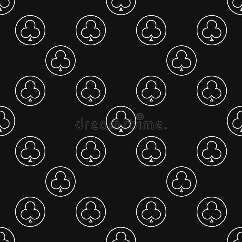 Clubs Playing Card Suit in Circle vector linear seamless pattern vector illustration
