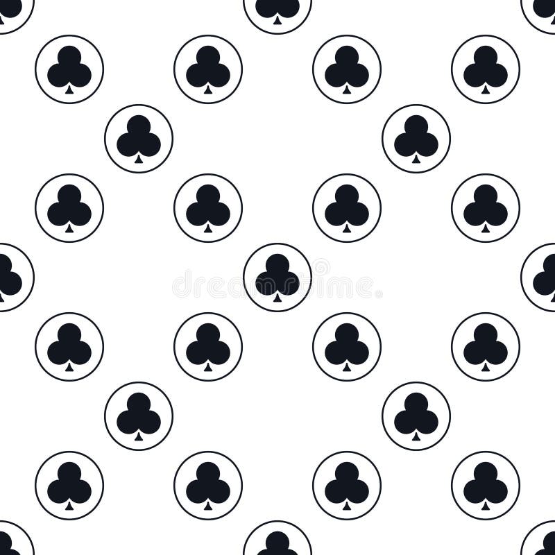 Clubs Playing Card Suit in Circle vector solid seamless pattern royalty free illustration