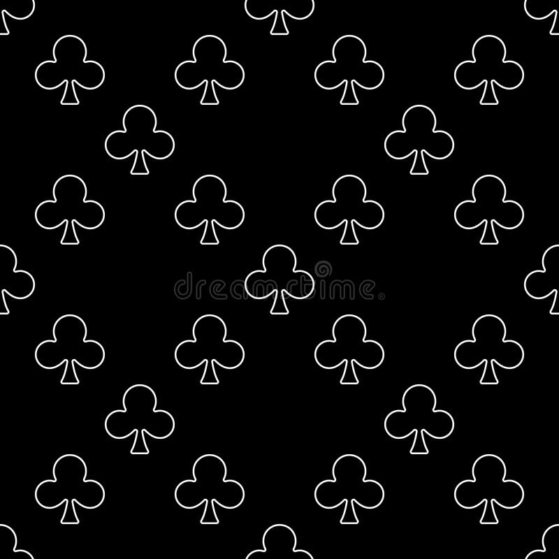 Clubs Playing Card Suit vector linear minimal seamless pattern or background stock illustration