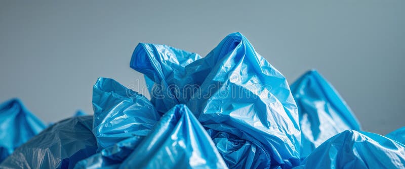 A cluster of blue plastic bags in a tight shot. royalty free stock images