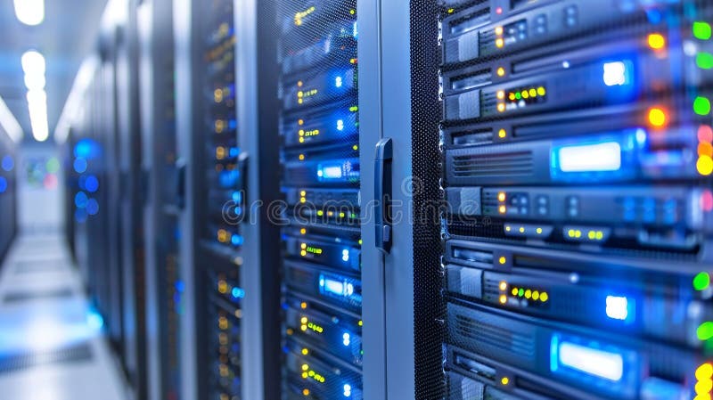 Cluster of data storage disks in server room setup for efficient data management royalty free stock photography