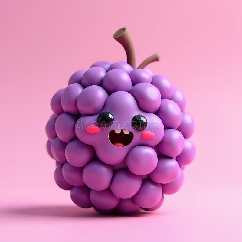 Cluster Di Uve Viola Di Gioia : Una splendida illustrazione di vignette 3D immagini stock libere da diritti
