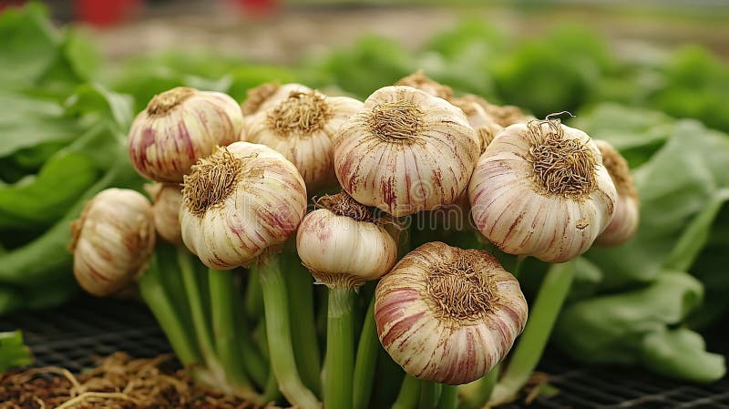 Cluster für frische Knoblauchzwiebeln stock abbildung