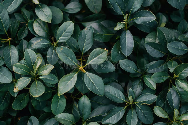 Cluster of glossy green leaves overlapping in lush arrangement casting natural shadows copyspace concept of gardening, wellness vector illustration