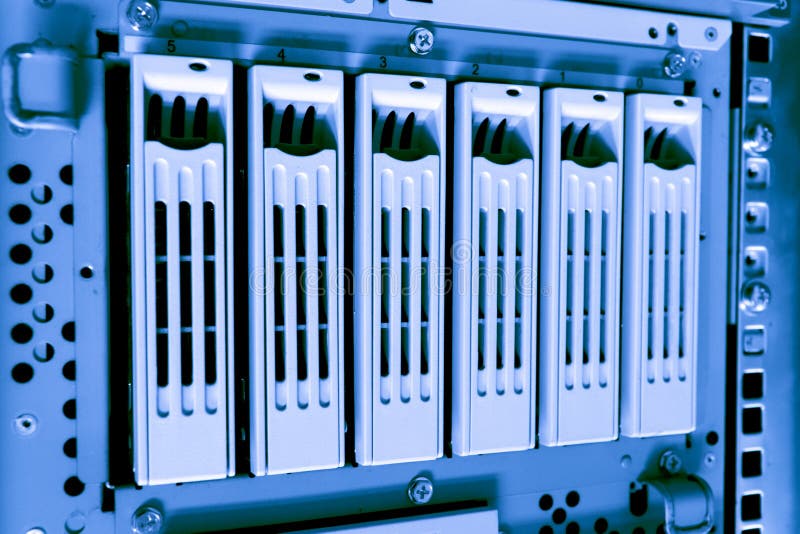 Cluster of hard drives stock photos