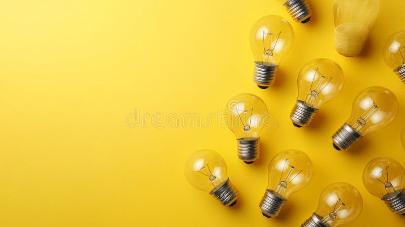 Cluster of light bulbs on yellow background royalty free illustration