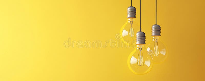 Cluster of light bulbs on yellow background stock illustration