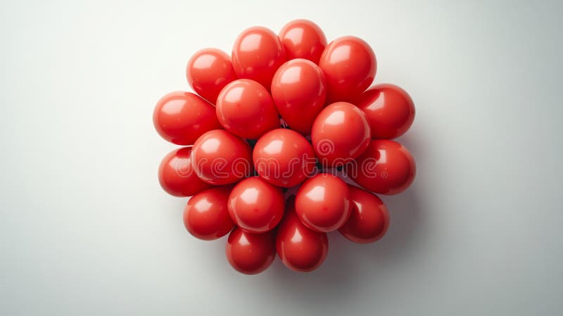 Cluster of red balloons on a light background. royalty free stock photography