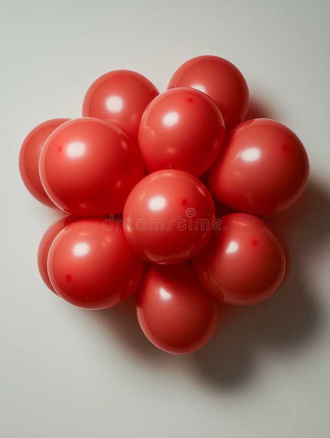 Cluster of red balloons on a light background royalty free stock image