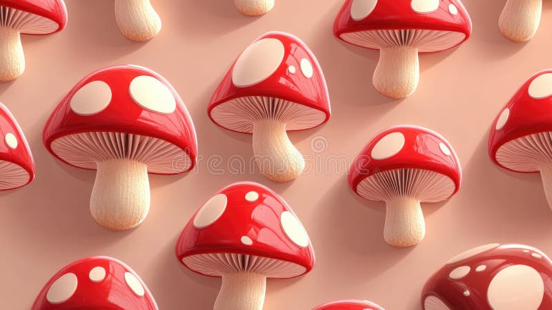 A cluster of red mushrooms with white dots on the caps, often found in nature royalty free stock photos